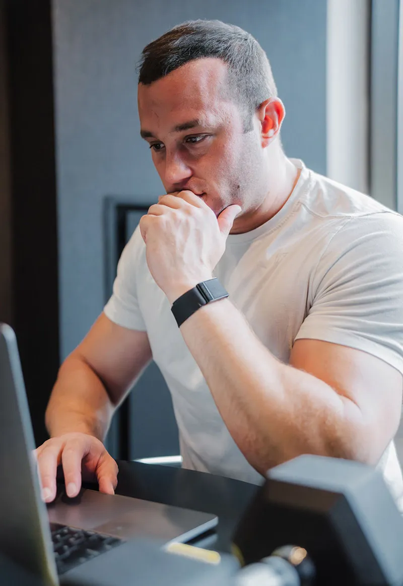 Jason Joyce conducting an initial mobility assessment over Zoom