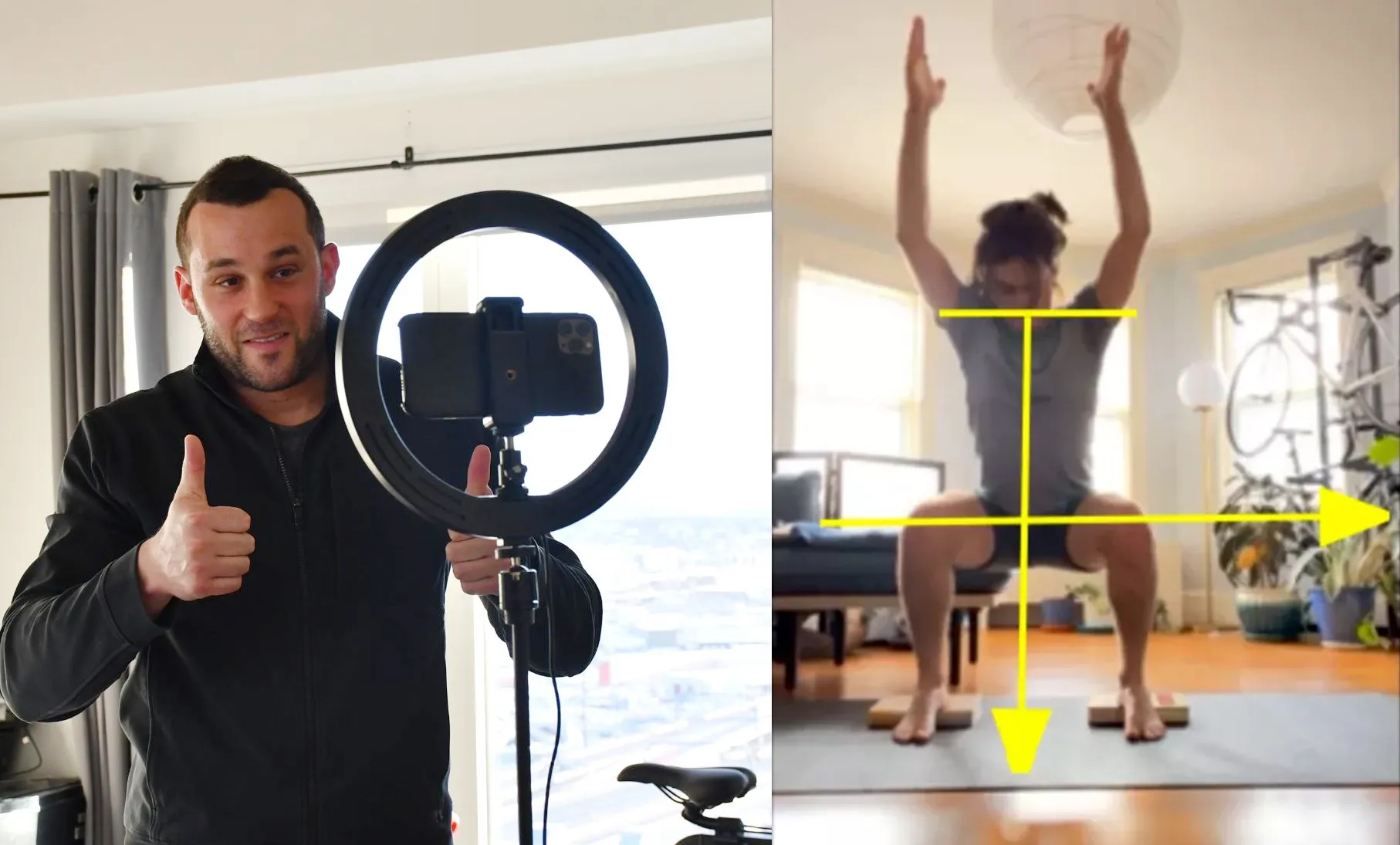 Jason Joyce using a Functional Movement System assessment to analyze a client's movement